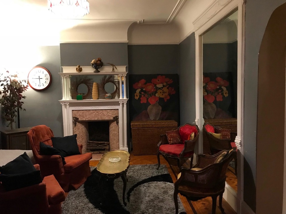 Living room with fireplace