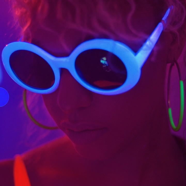 Blue glasses closeup