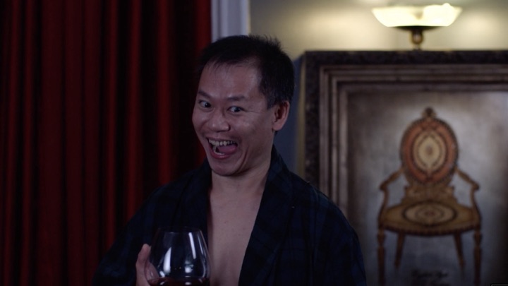 Man wine red curtain
