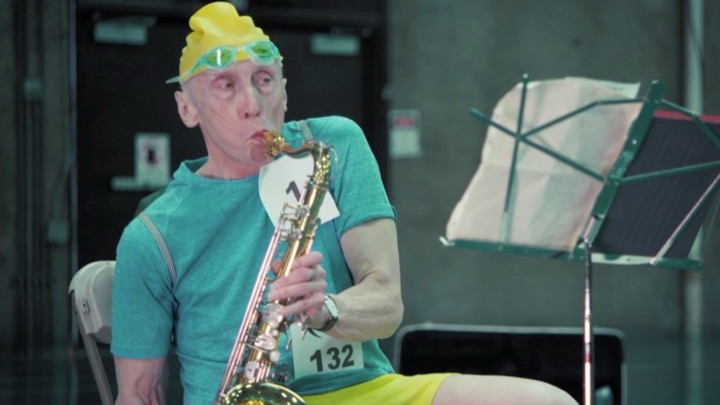 Sax player teal